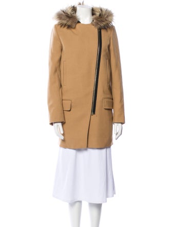 Sandro Virgin Wool Fur Coat