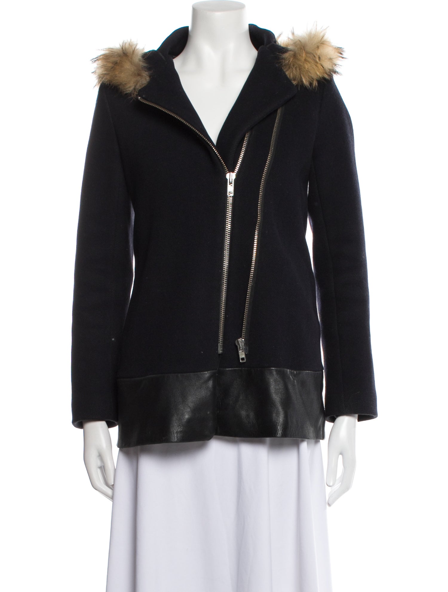 Sandro Wool Fur Coat