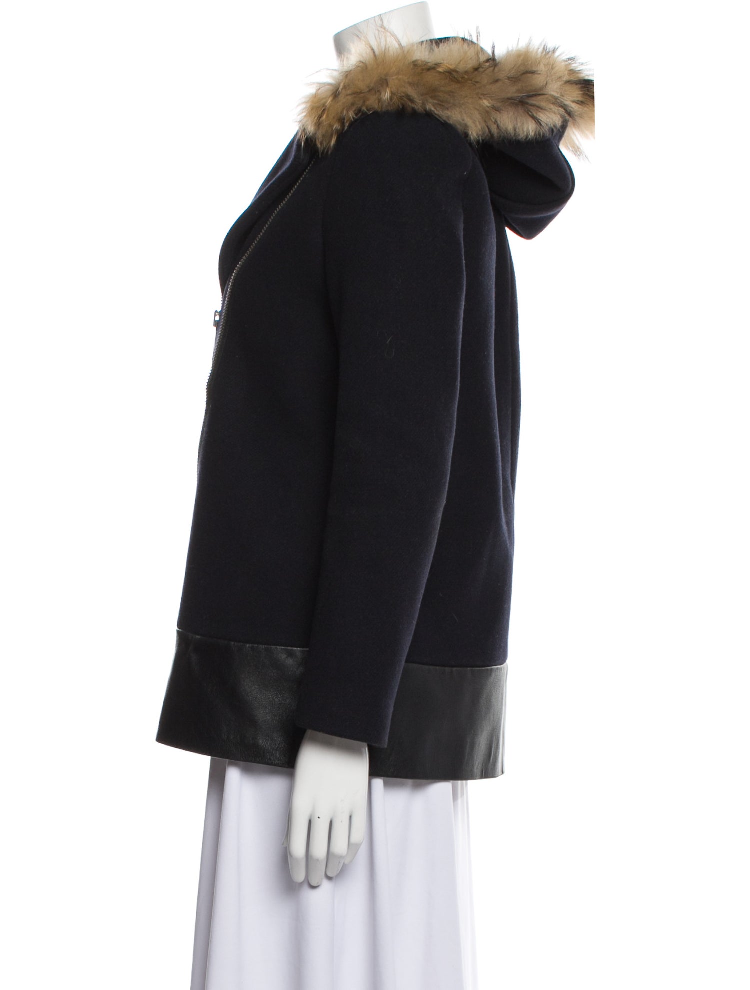 Sandro Wool Fur Coat
