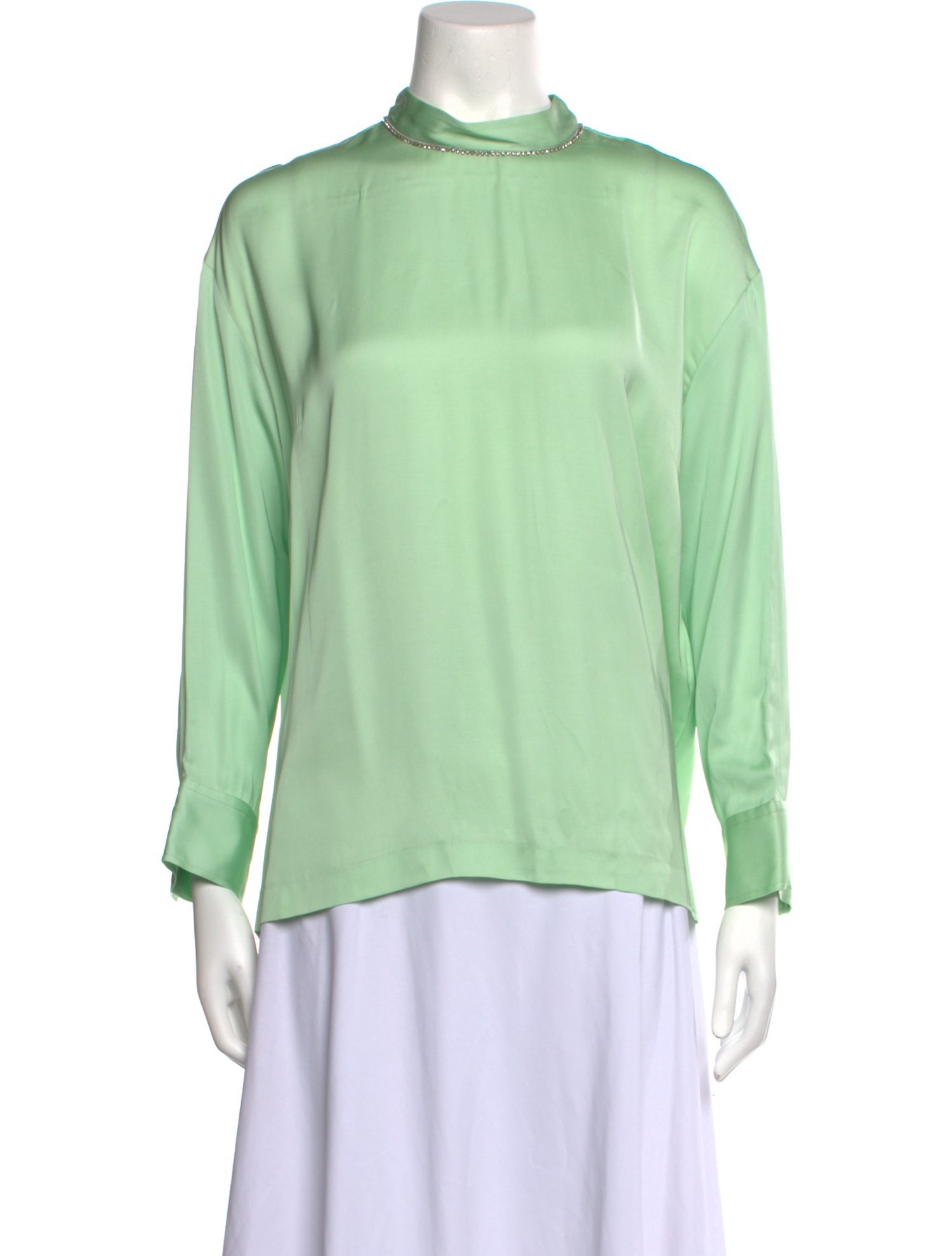 Sandro Satin Mock Neck Blouse