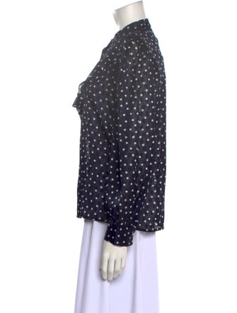 Sandro Polka Dot Print Mock Neck Button-Up Top
