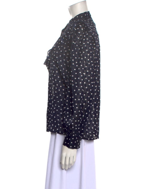 Sandro Polka Dot Print Mock Neck Button-Up Top