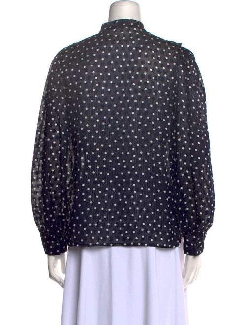 Sandro Polka Dot Print Mock Neck Button-Up Top