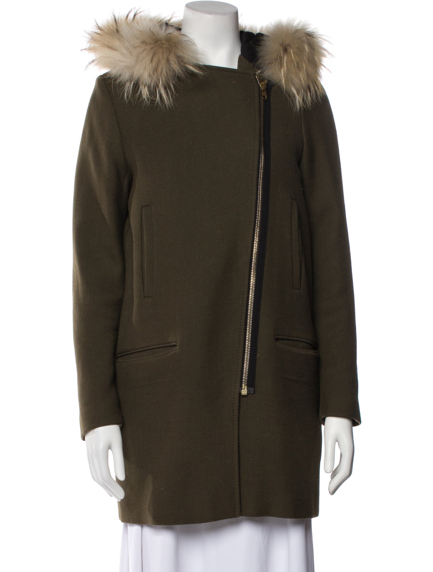 Sandro Virgin Wool Fur Coat