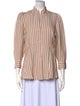 Sandro Striped Mock Neck Button-Up Top
