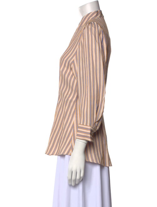 Sandro Striped Mock Neck Button-Up Top