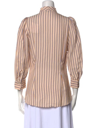 Sandro Striped Mock Neck Button-Up Top