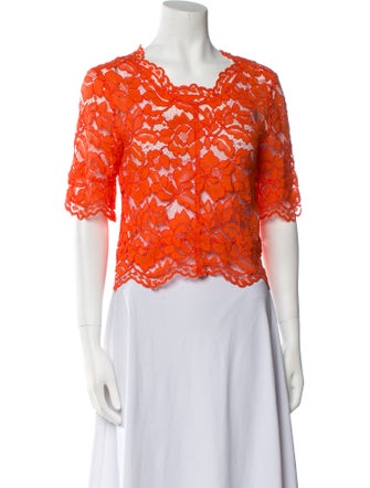 Sandro Lace Pattern Square Neckline Crop Top