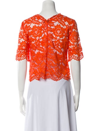 Sandro Lace Pattern Square Neckline Crop Top