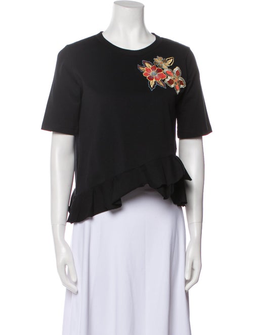Sandro Crew Neck Short Sleeve Crop Top