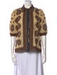 Sandro Printed Three-Quarter Sleeve Button-Up Top