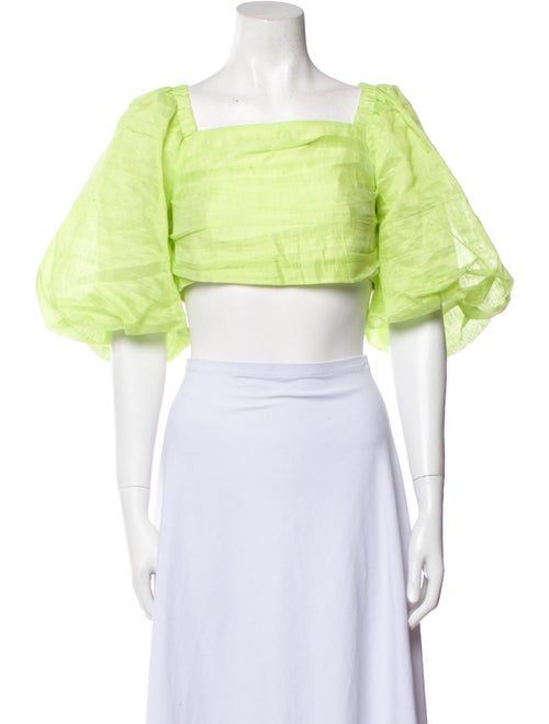 Sandro Linen Square Neckline Crop Top