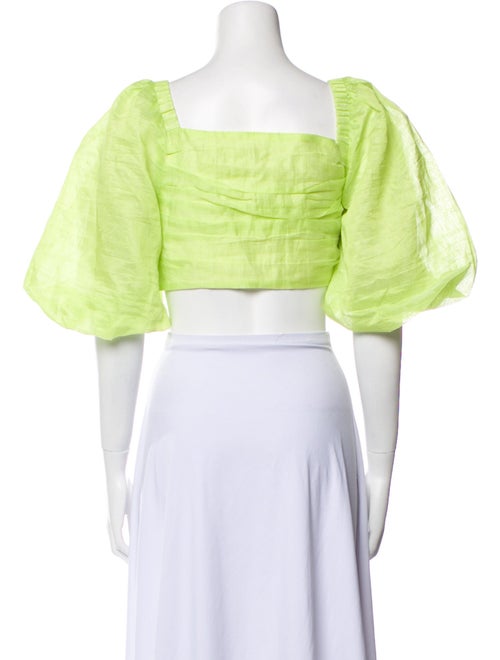 Sandro Linen Square Neckline Crop Top