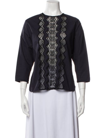 Sandro Lace Pattern Crew Neck Blouse