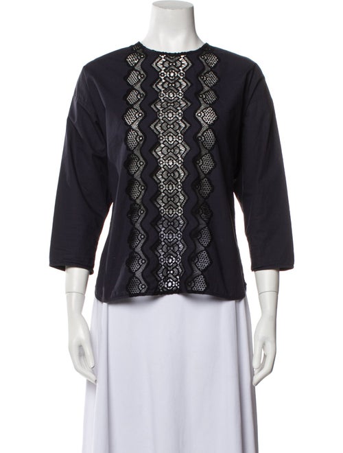 Sandro Lace Pattern Crew Neck Blouse