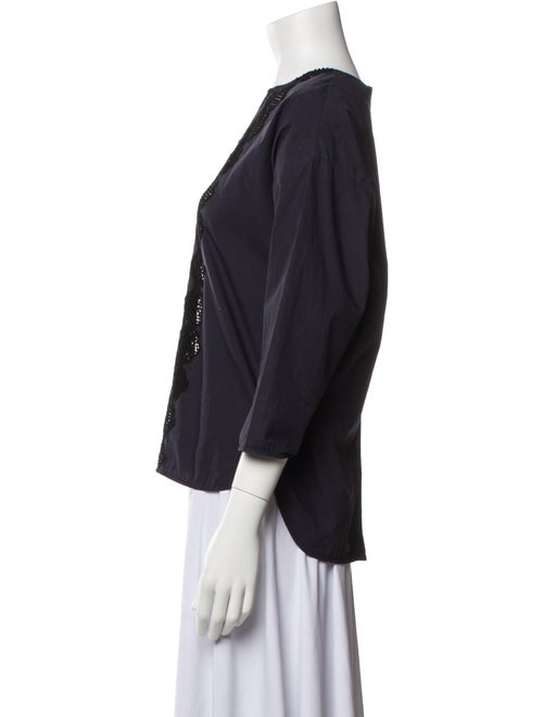 Sandro Lace Pattern Crew Neck Blouse