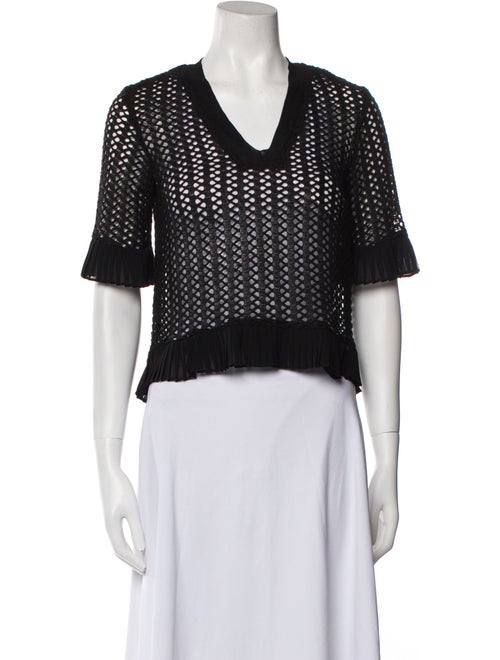 Sandro V-Neck Short Sleeve Crop Top