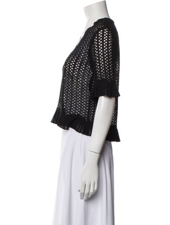 Sandro V-Neck Short Sleeve Crop Top