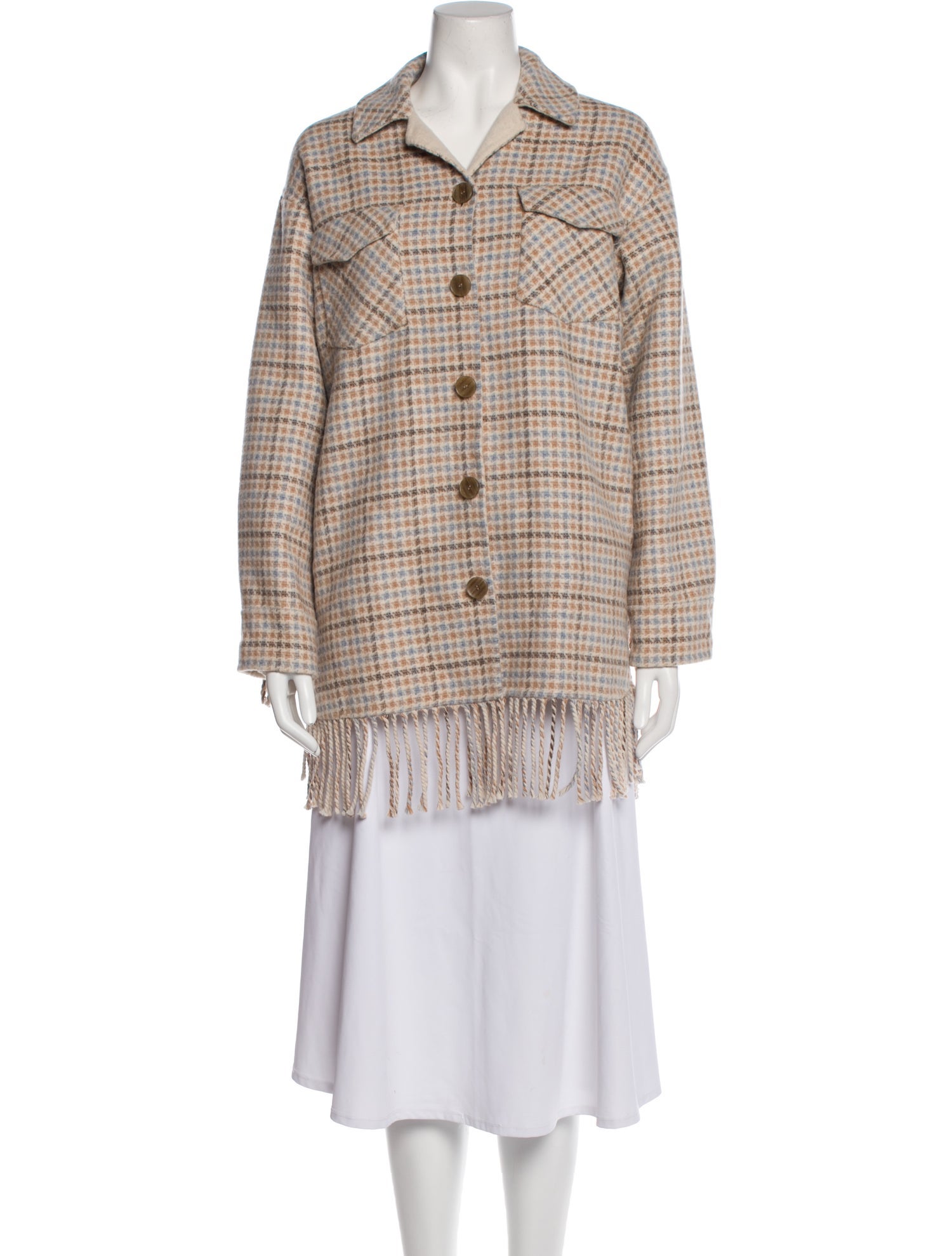Sandro Wool Plaid Print Coat