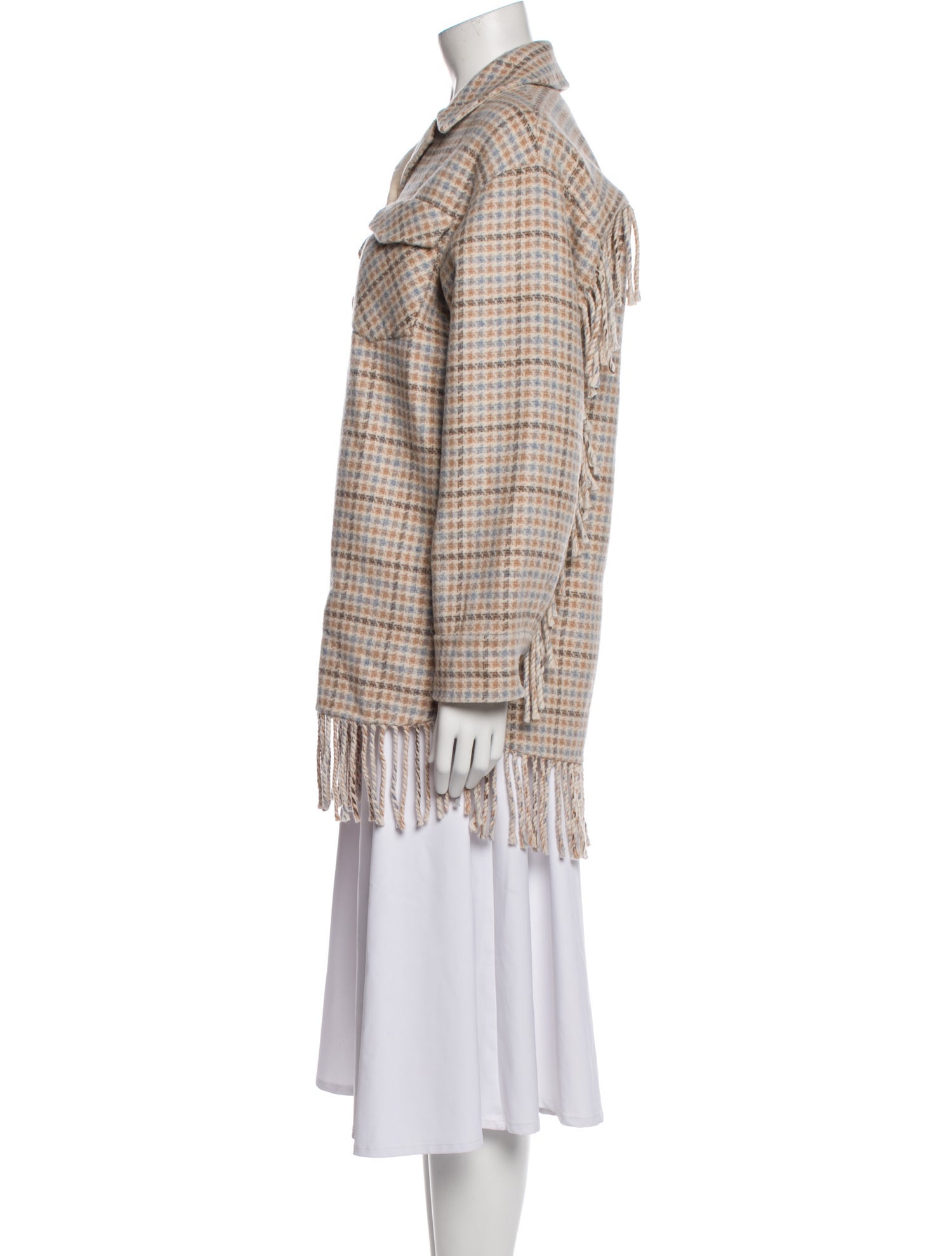 Sandro Wool Plaid Print Coat