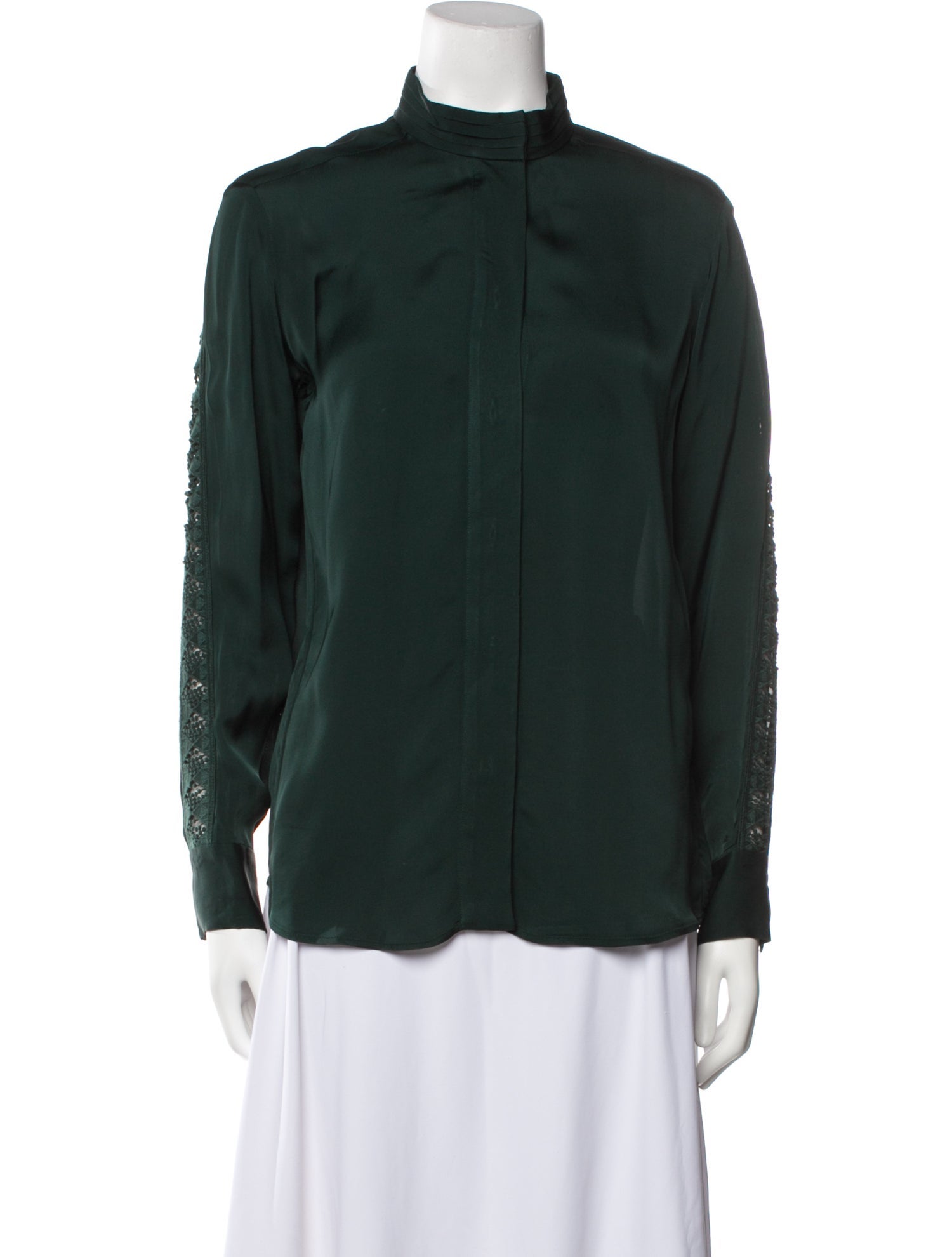 Sandro Mock Neck Long Sleeve Button-Up Top