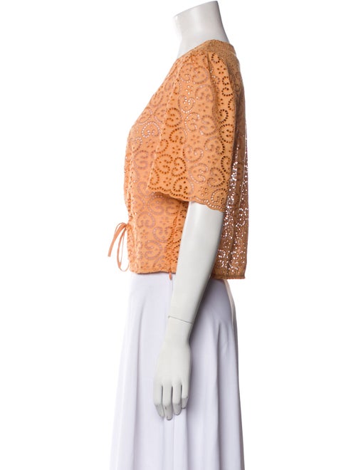 Sandro Lace Pattern V-Neck Crop Top