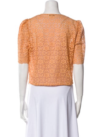 Sandro Lace Pattern V-Neck Crop Top