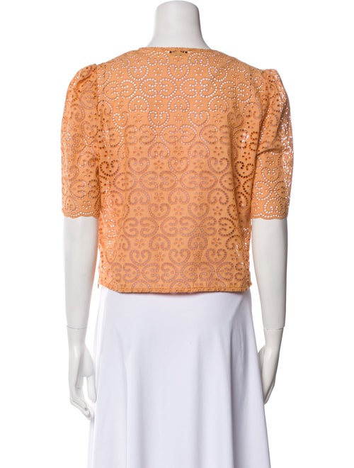 Sandro Lace Pattern V-Neck Crop Top