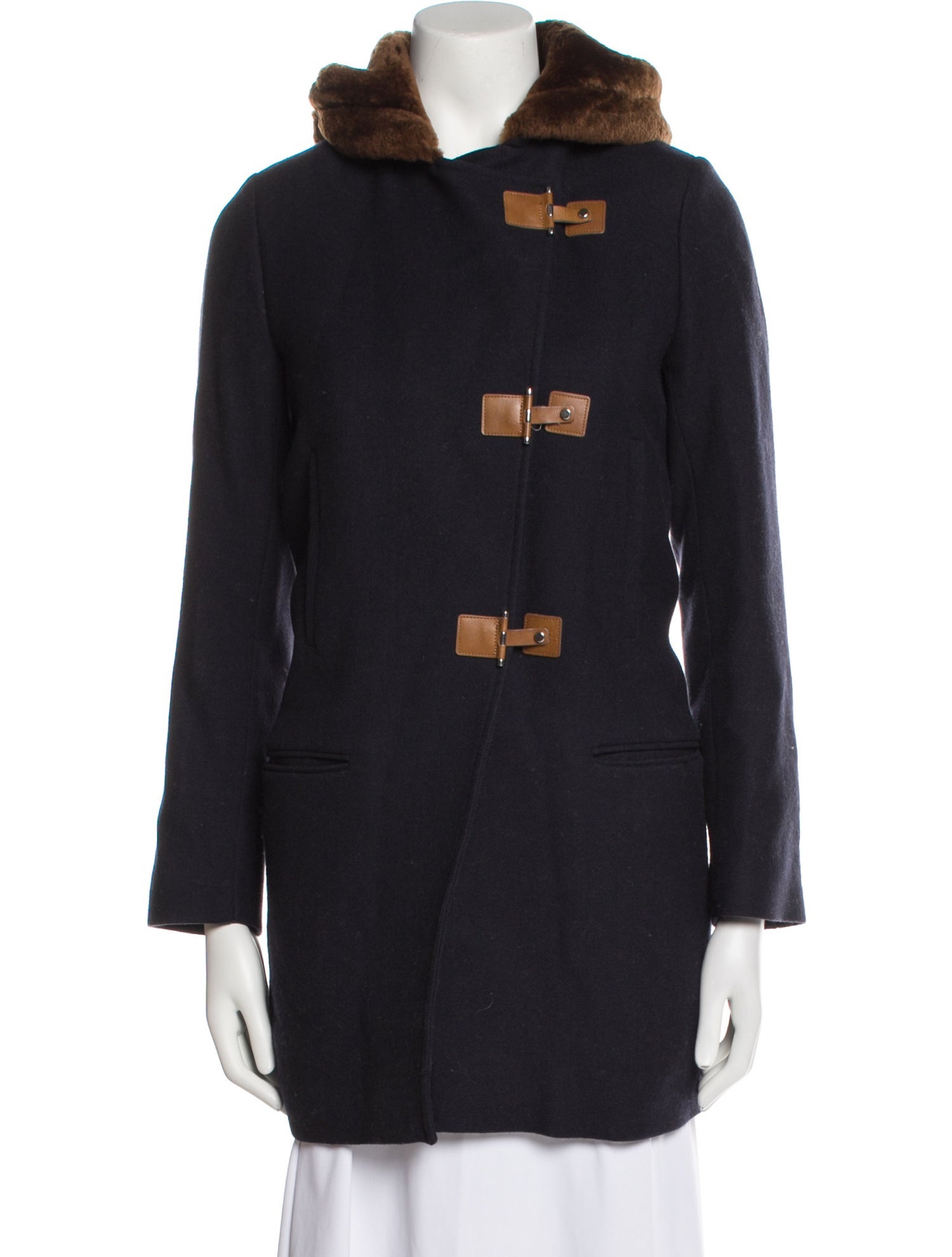 Sandro Virgin Wool Fur Coat