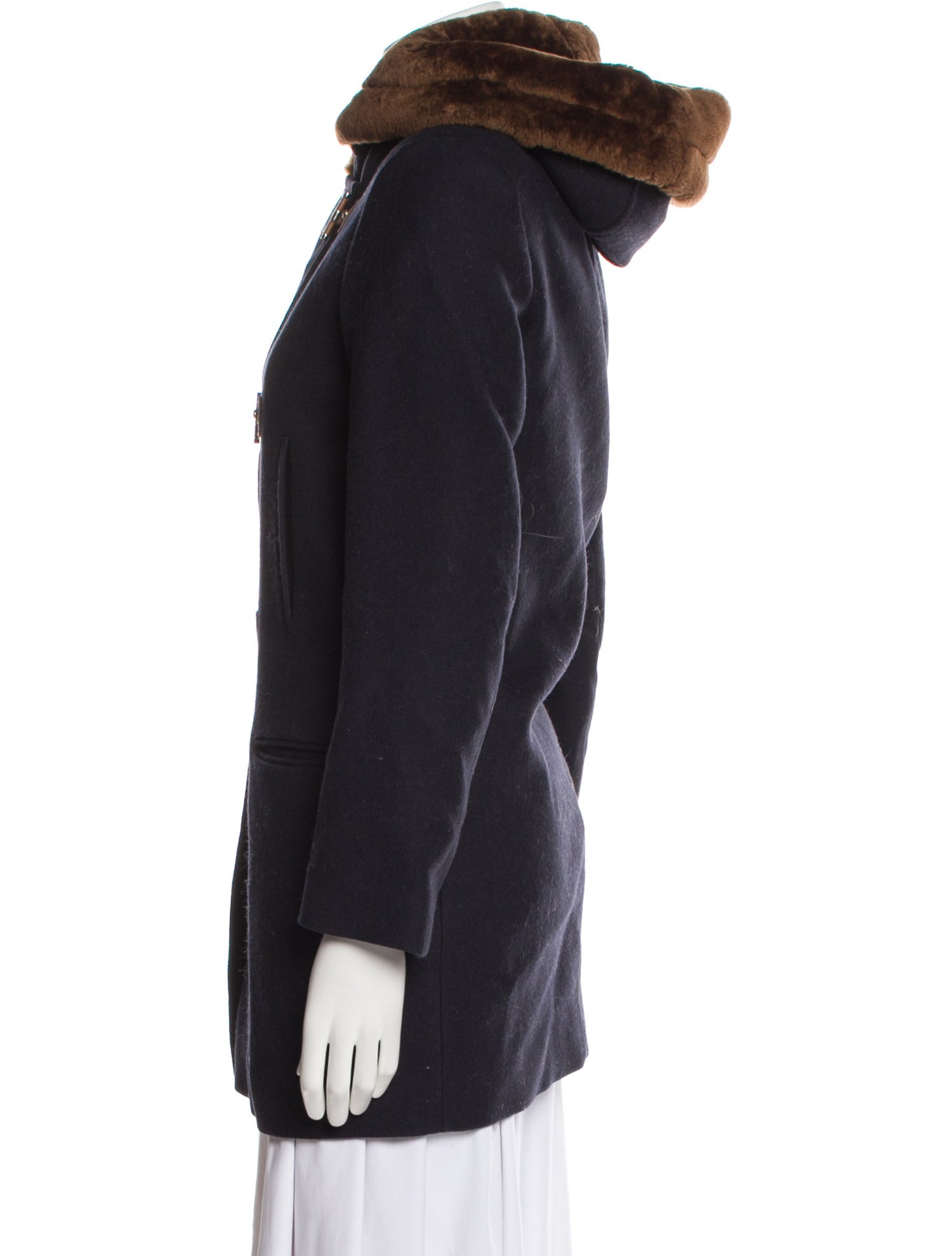 Sandro Virgin Wool Fur Coat