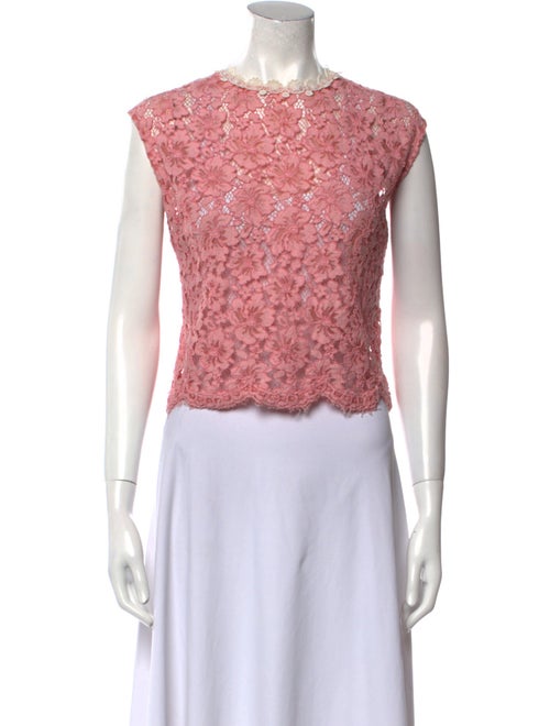 Sandro Lace Pattern Crew Neck Crop Top