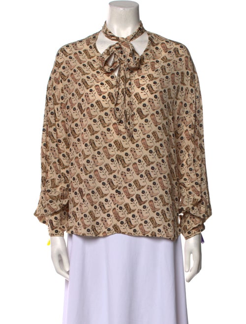 Sandro Printed Long Sleeve Blouse