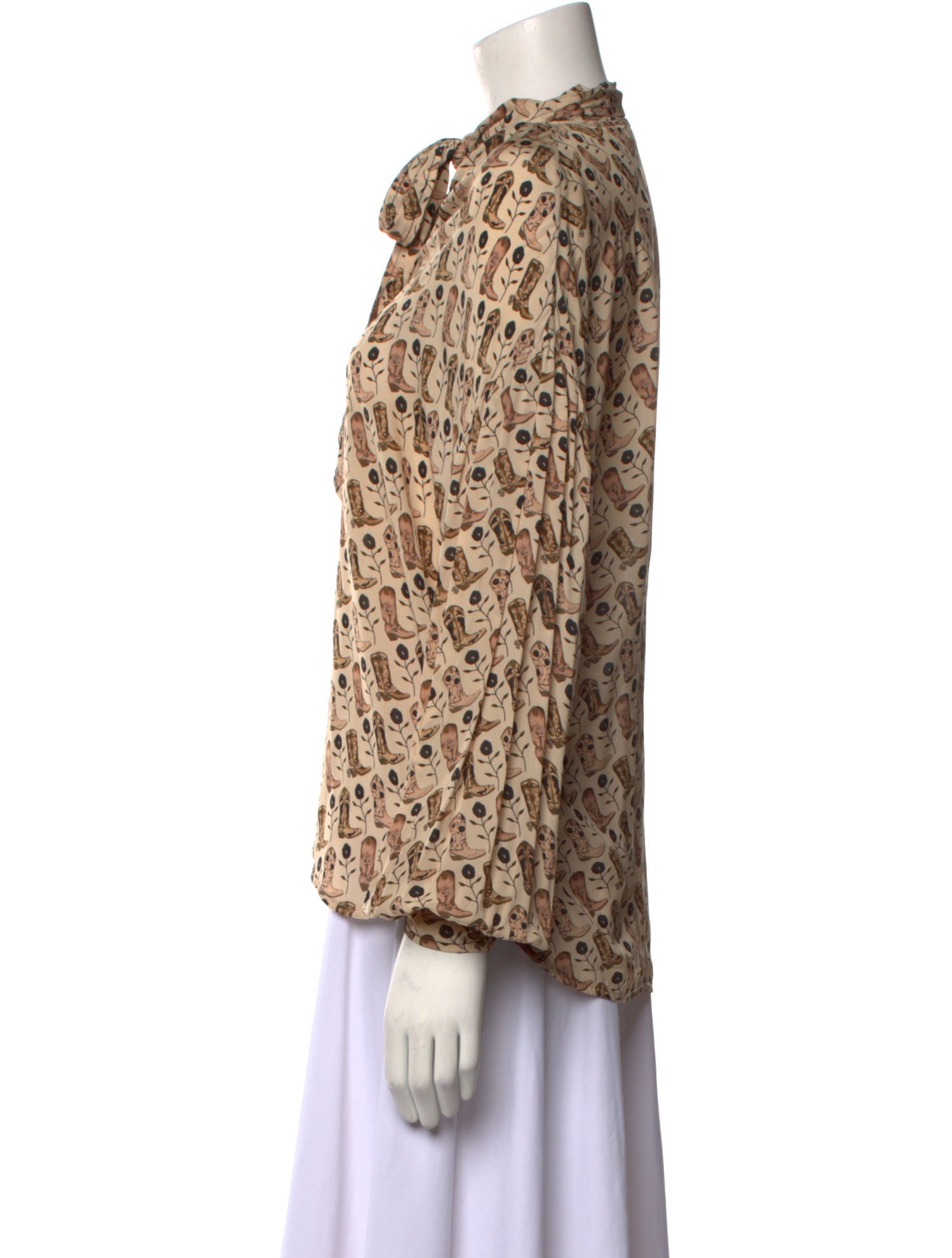 Sandro Printed Long Sleeve Blouse