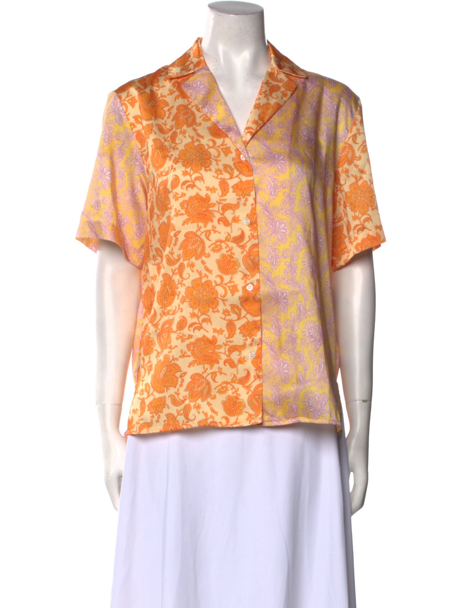 Sandro Floral Print V-Neck Polo