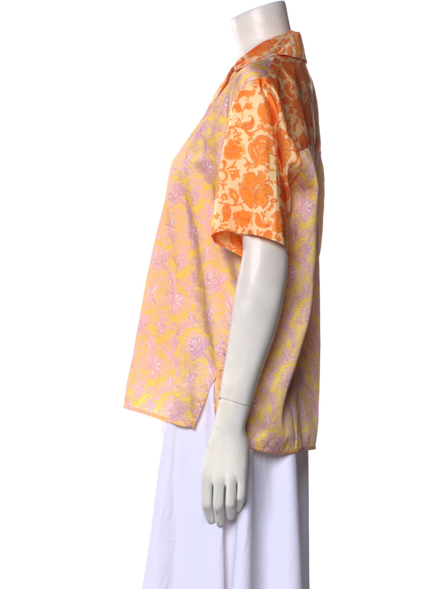 Sandro Floral Print V-Neck Polo