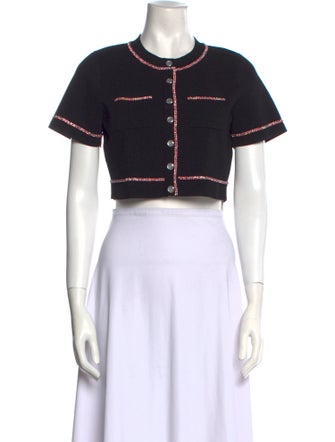 Sandro Crew Neck Short Sleeve Crop Top