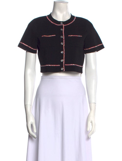 Sandro Crew Neck Short Sleeve Crop Top