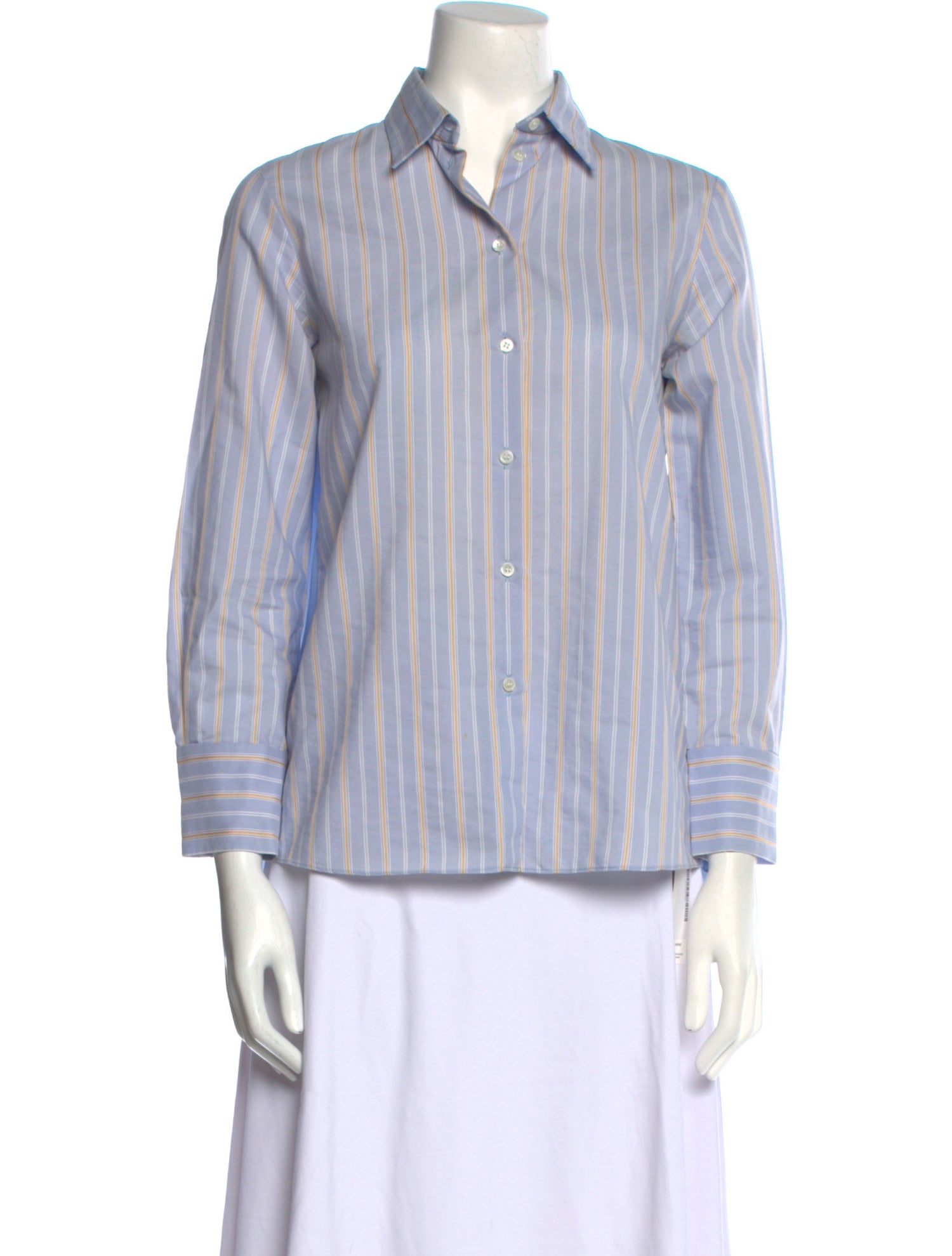 Sandro Striped Three-Quarter Sleeve Button-Up Top