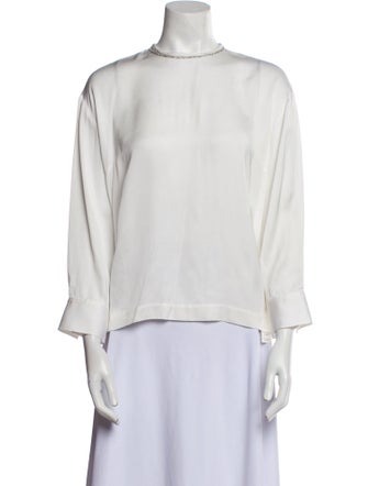 Sandro Crew Neck Three-Quarter Sleeve Blouse