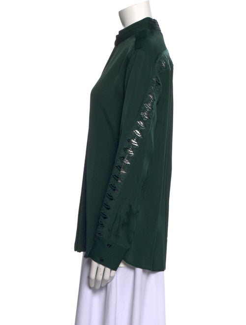 Sandro Mock Neck Long Sleeve Button-Up Top