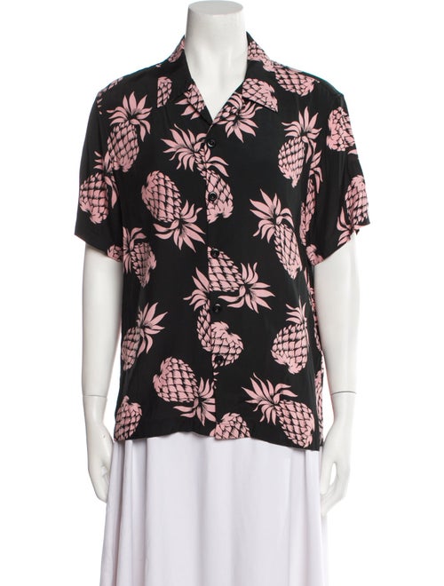 Sandro Printed Short Sleeve Button-Up Top