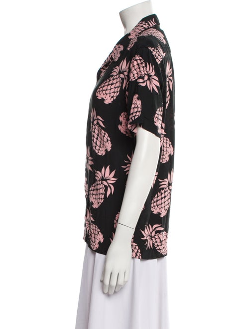 Sandro Printed Short Sleeve Button-Up Top