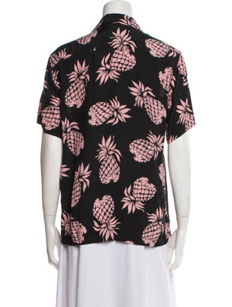 Sandro Printed Short Sleeve Button-Up Top