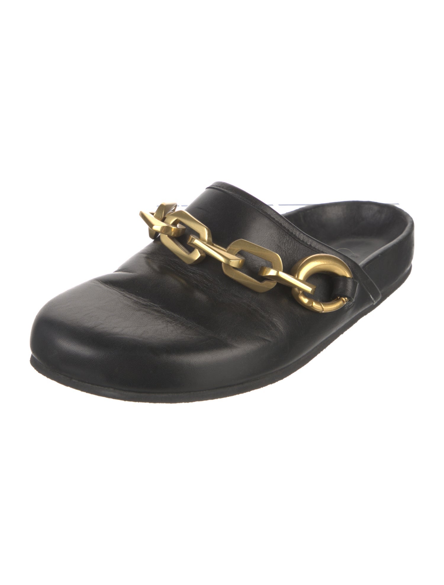 Sandro Leather Chain-Link Accents Mules