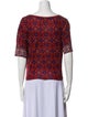 Sandro Printed Scoop Neck Blouse