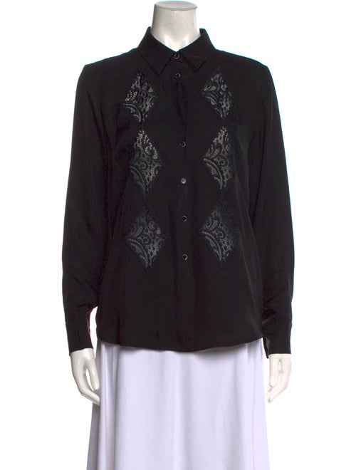 Sandro Printed Long Sleeve Button-Up Top