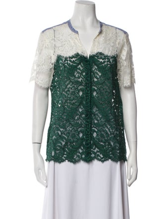Sandro Lace Pattern V-Neck Blouse