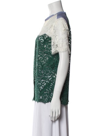 Sandro Lace Pattern V-Neck Blouse