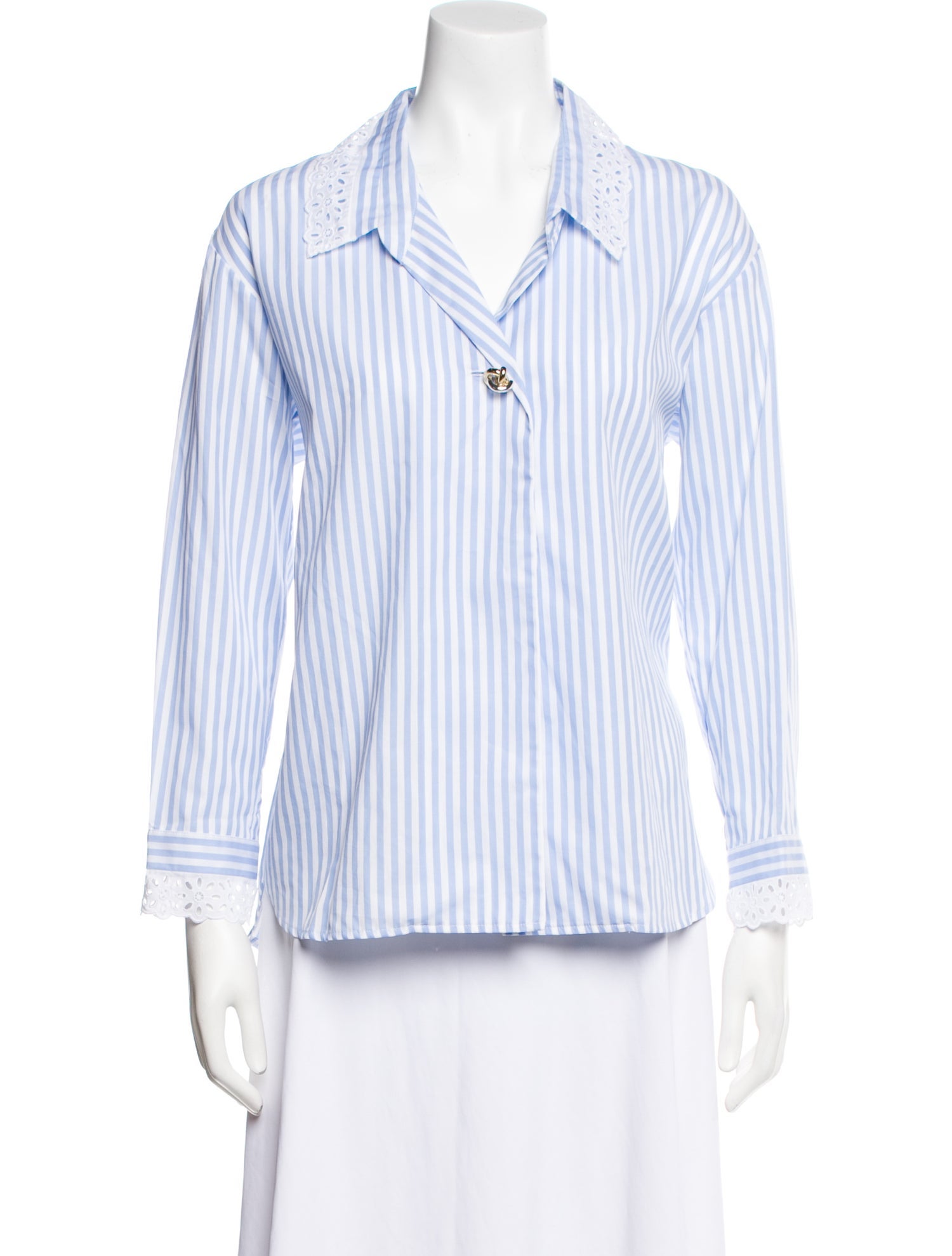 Sandro Striped Three-Quarter Sleeve Button-Up Top w/ Tags