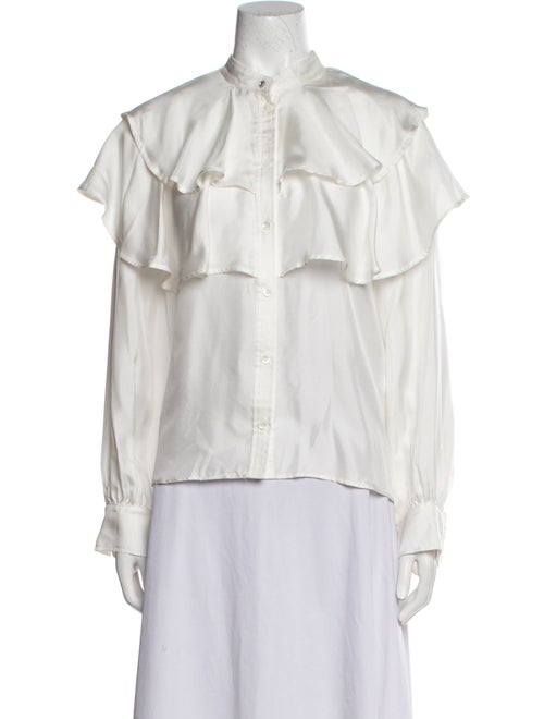 Sandro Silk Mock Neck Button-Up Top